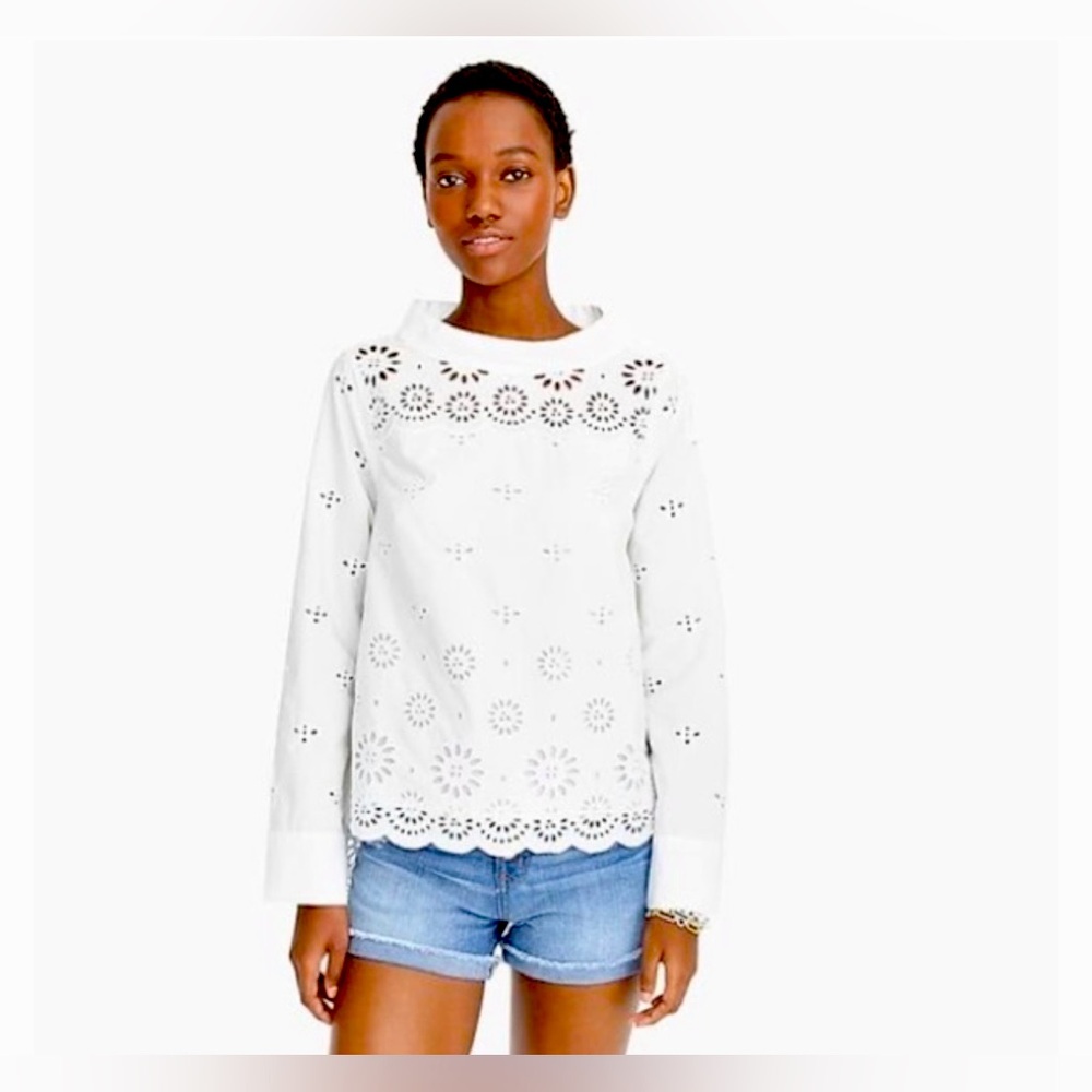 Jcrew white cotton eyelet top. Size 8. Excellent condition. Super cute!
